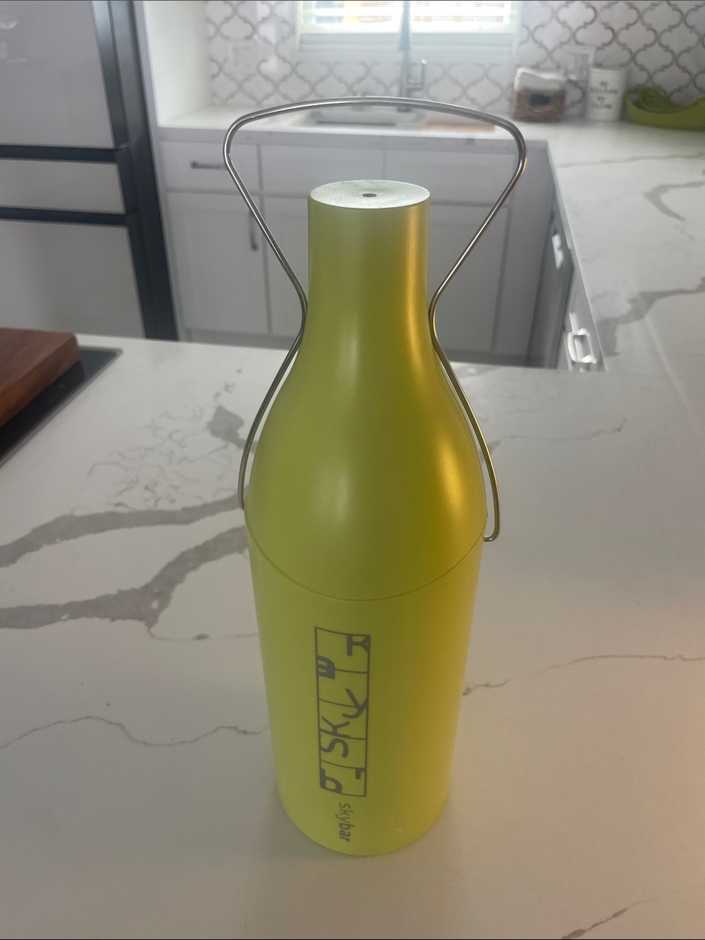 Neon Lime Skybar drinks holder with Wire Handle